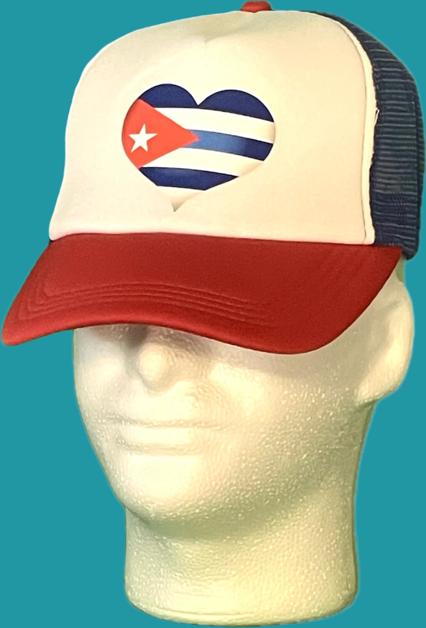 White, Red and Black Cap