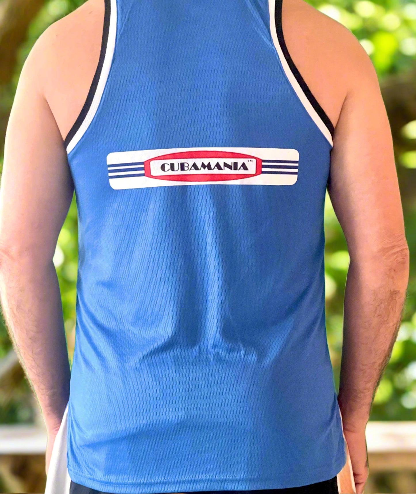 Blue-white-Black Men's Tank Top