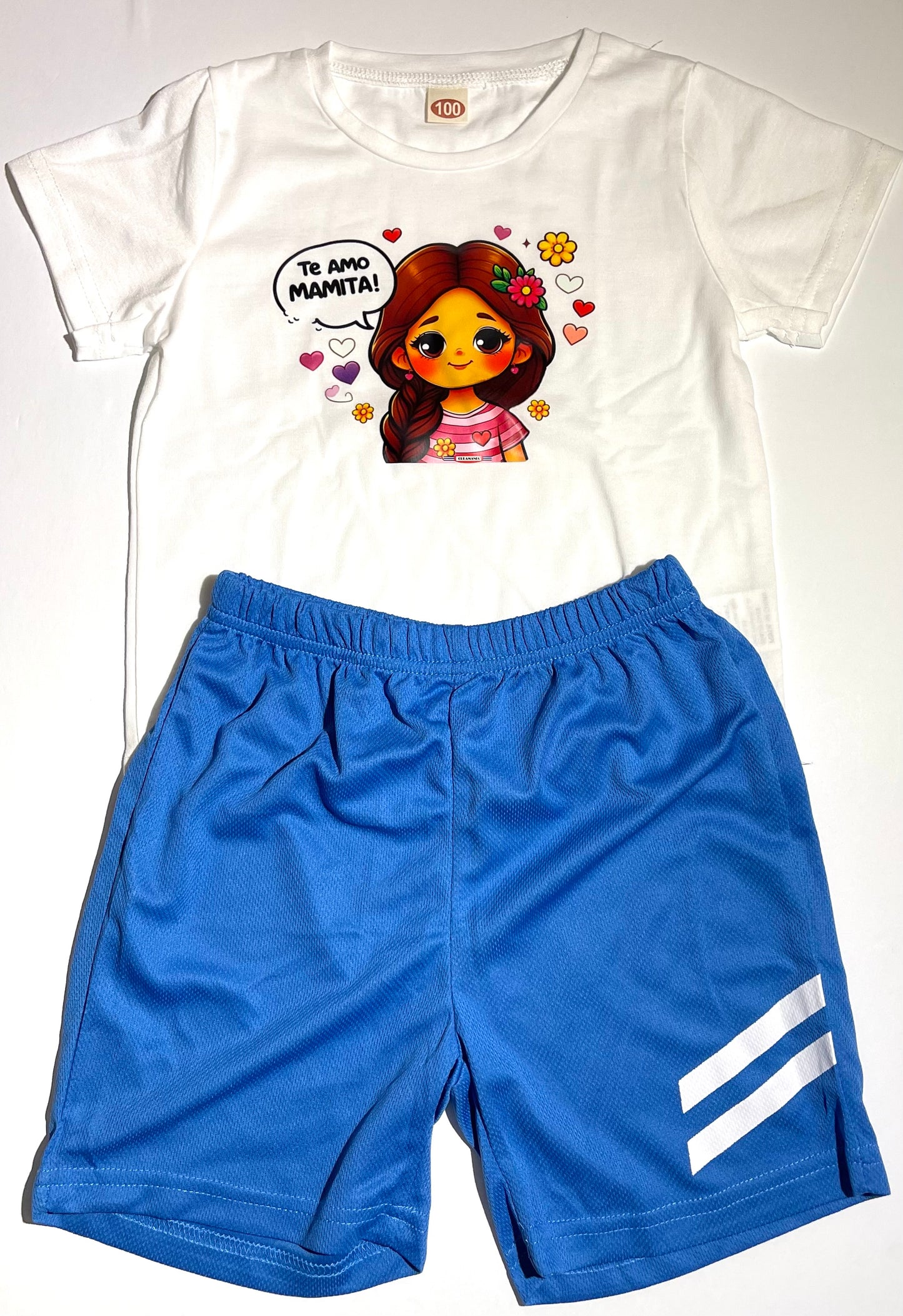 Blue/white Kids Short Set