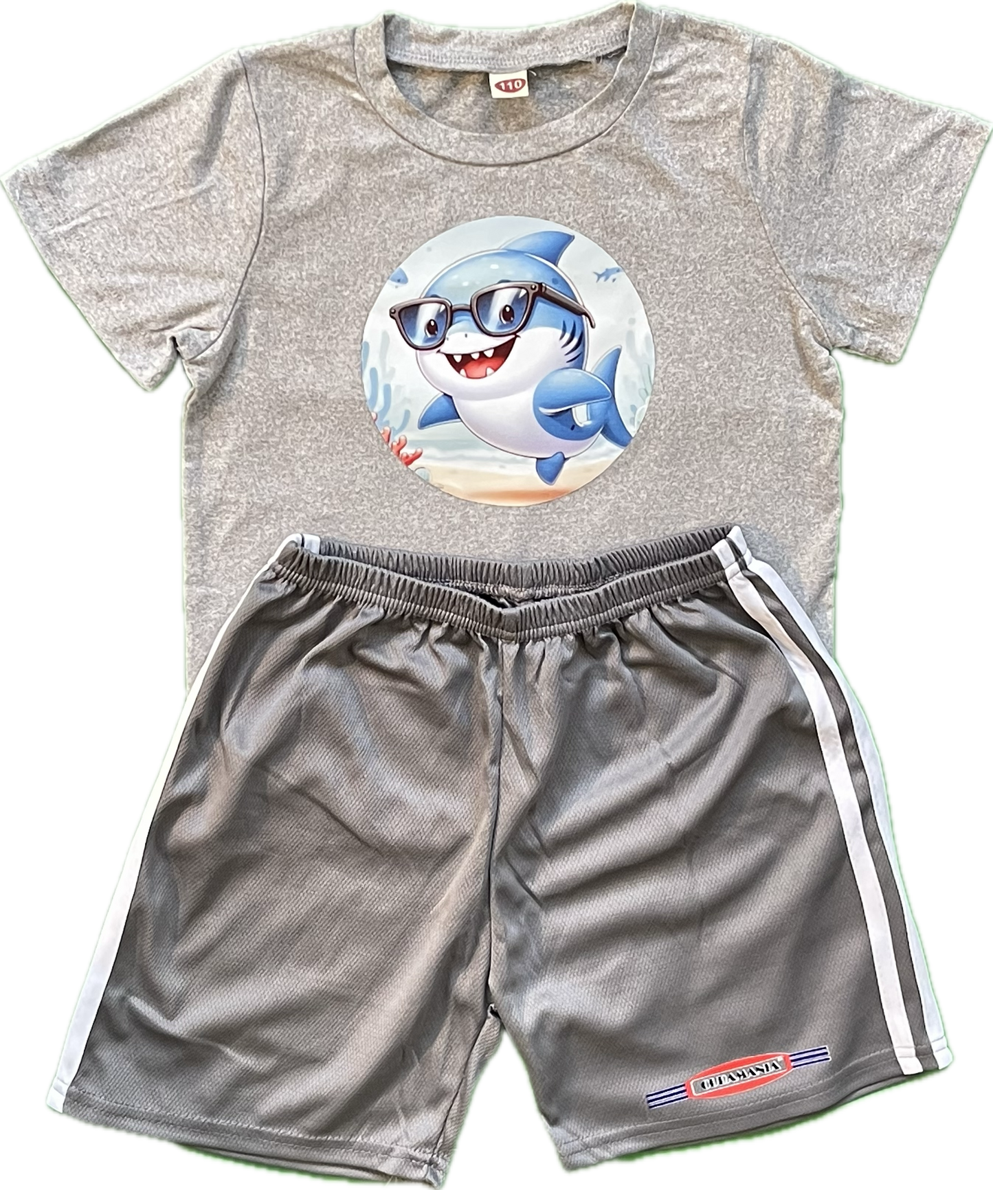Gray Baby Shark Shorts Set