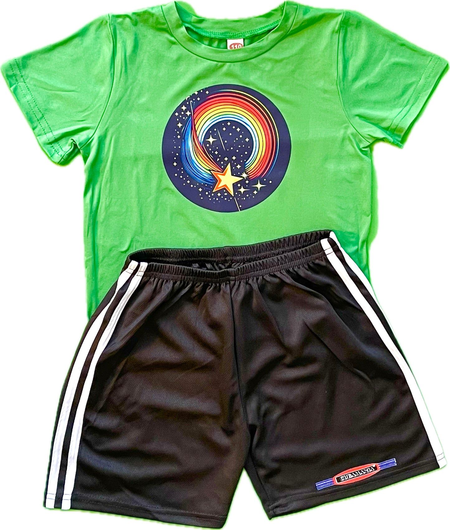 Green-Black kids Shorts Set