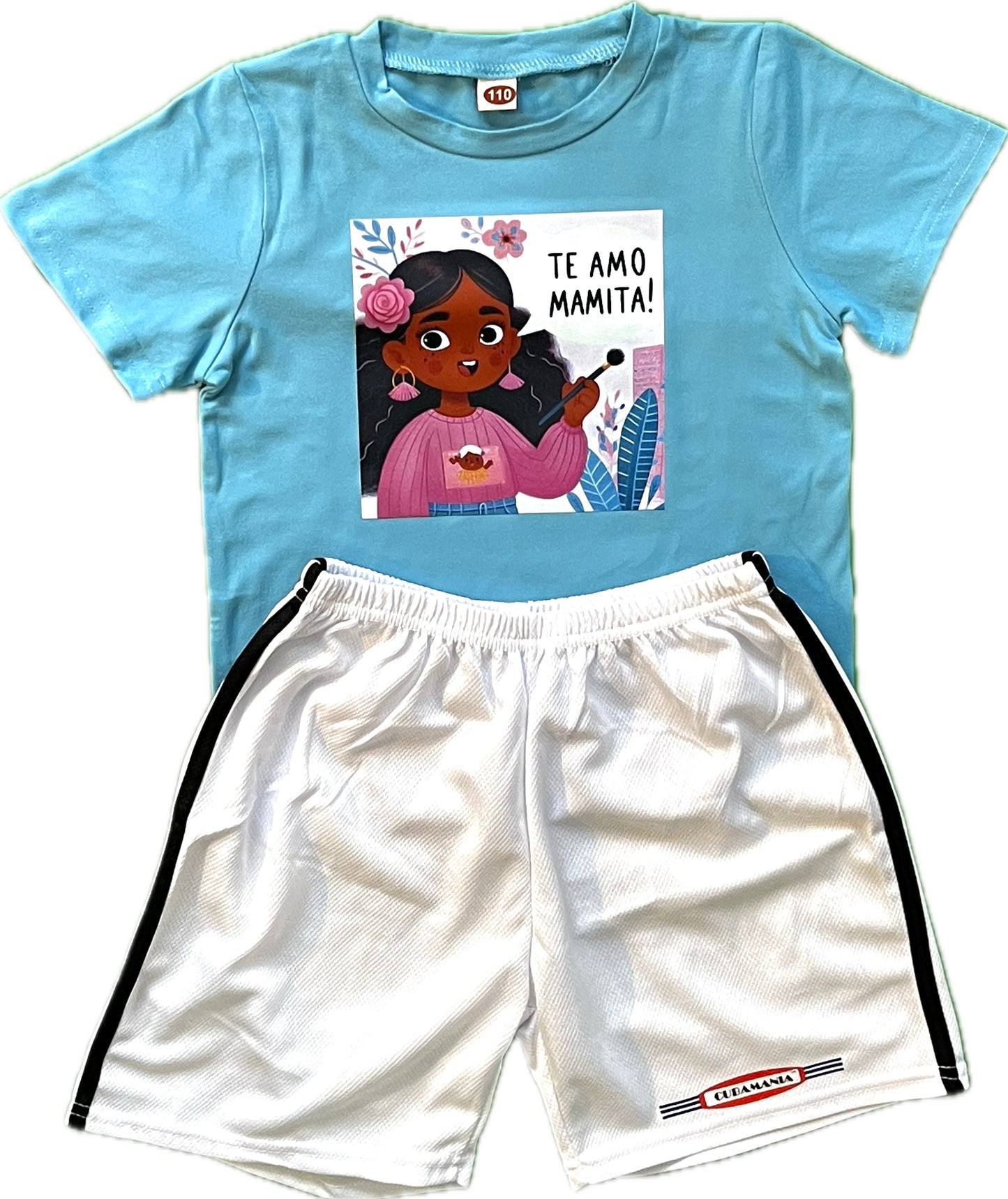 Blue-White Girls’ Short Set