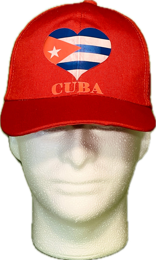 Gorra de béisbol roja "Corazón de Cuba"