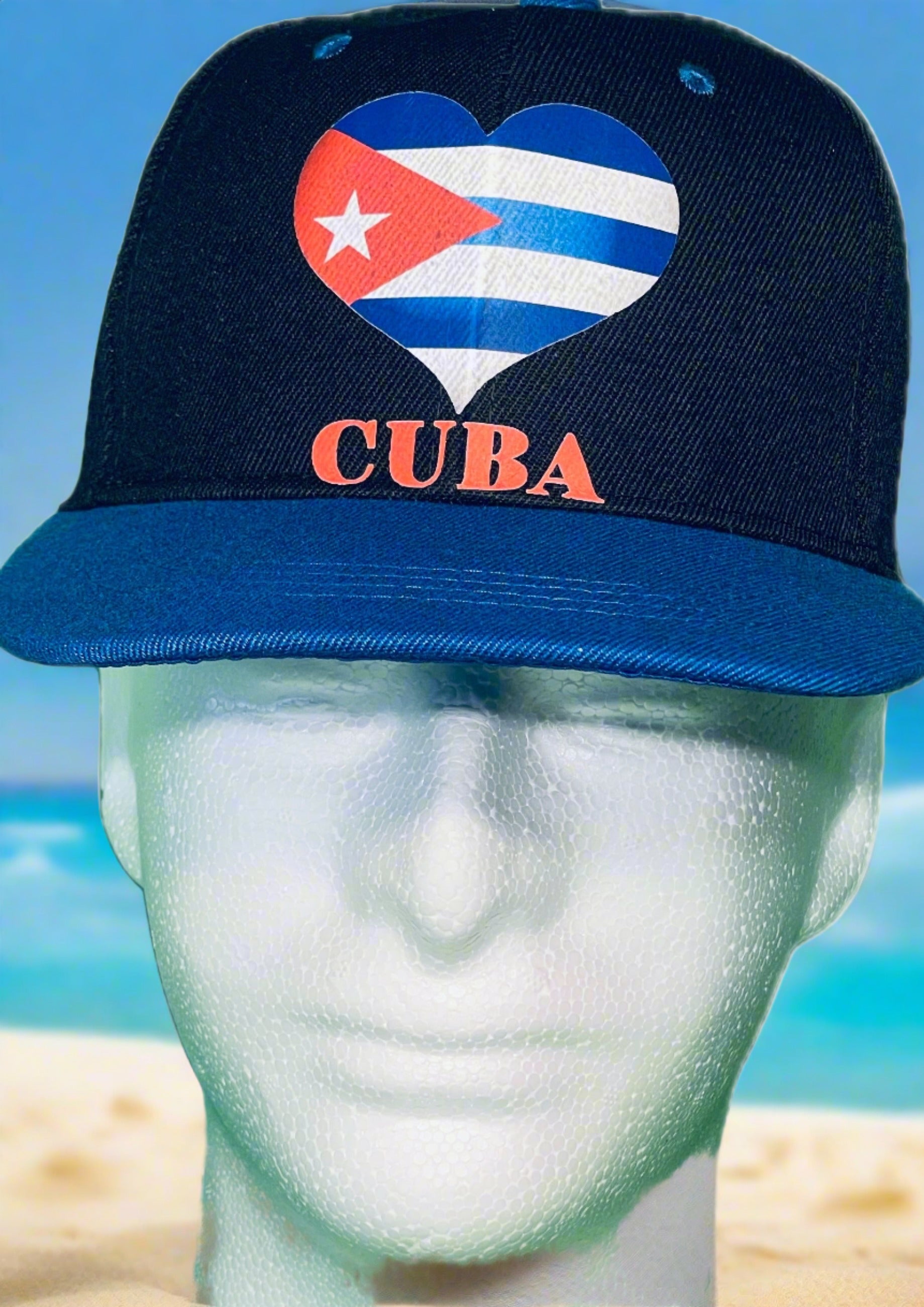 Black and Blue Heart Cuba Baseball Cap