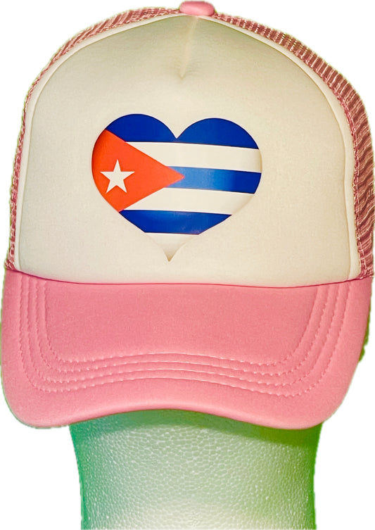 Gorra de béisbol rosa y blanca "Corazón de Cuba"