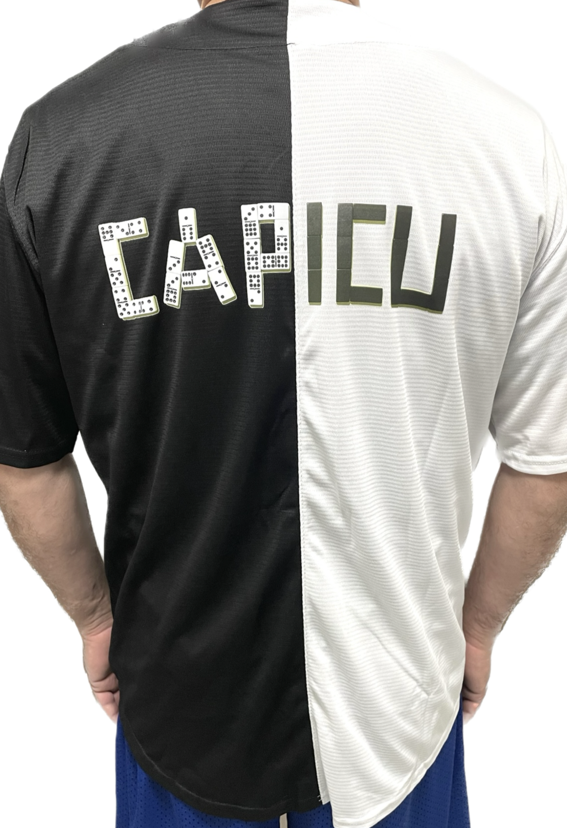 Baseball Jersey With Dominos Expression "Capicu" on Back