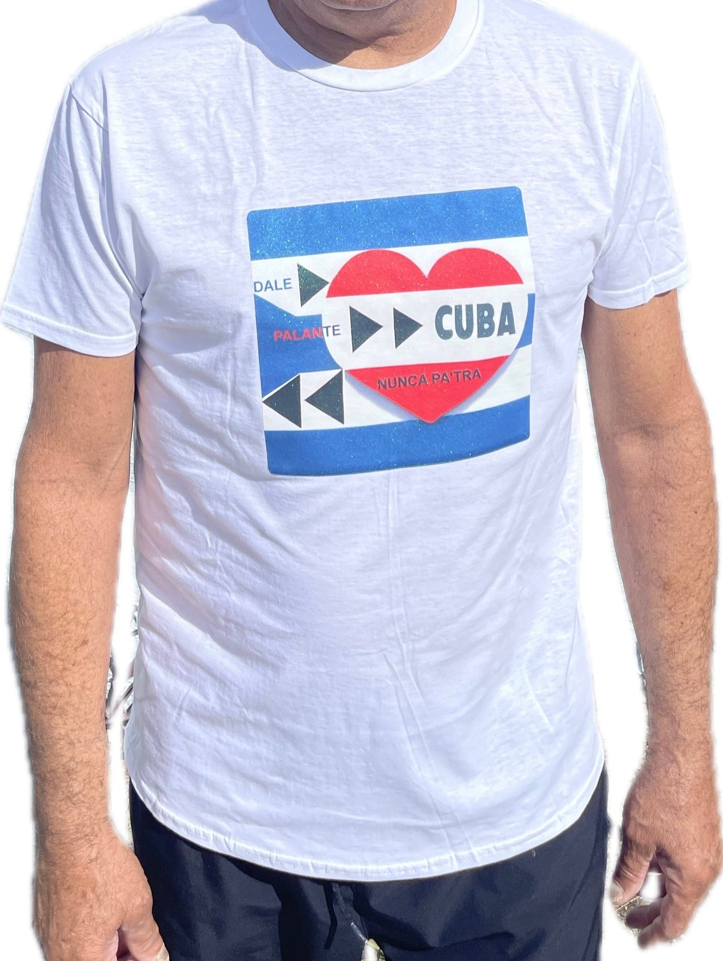 White T-shirt With "Dale Palante" and Cuba Heart