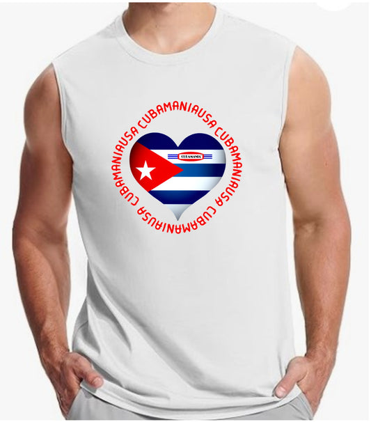 Camiseta sin mangas blanca para hombre de Cubamaniausa